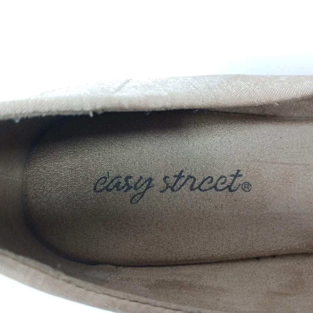 Easy Street Womens Espadrille Wedge Sandals Champagne Gold Peep Toe 31-8954 9.5N